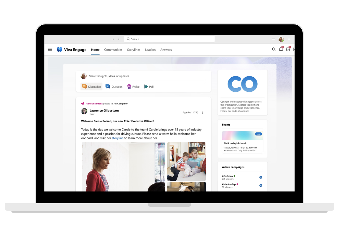 Viva Engage op laptop